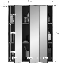 Spiegelschrank >Mason< in nox oak/spiegelglas - 60x77x18cm (BxHxT)
