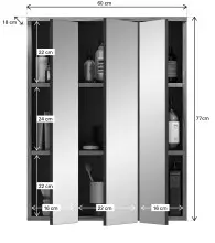 Spiegelschrank >Mason< in nox oak/spiegelglas - 60x77x18cm (BxHxT)