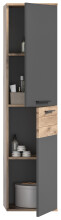 Hochschrank >Mason< in nox oak/basalt grau - 37x152x24cm (BxHxT)