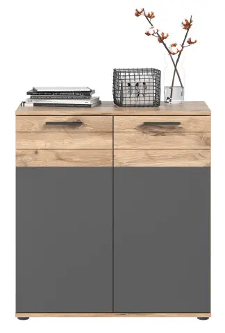 Kommode >Mason< in nox oak/basalt grau - 80x87x40cm (BxHxT)