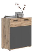 Kommode >Mason< in nox oak/basalt grau - 80x87x40cm (BxHxT)