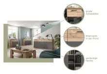 Kommode >Mason< in nox oak/basalt grau - 80x87x40cm (BxHxT)