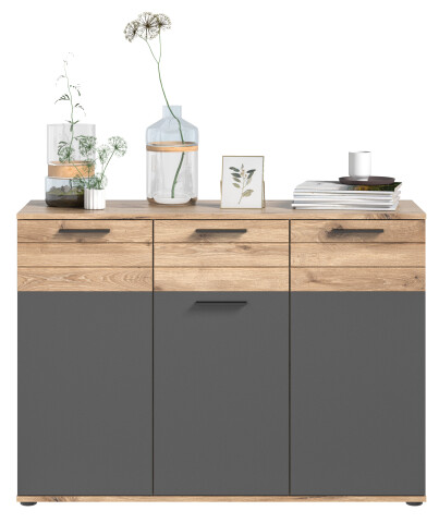 Kommode >Mason< in nox oak/basalt grau - 120x87x40cm (BxHxT)