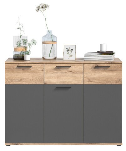 Kommode >Mason< in nox oak/basalt grau - 120x87x40cm (BxHxT)