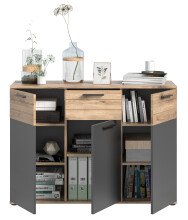 Kommode >Mason< in nox oak/basalt grau - 120x87x40cm (BxHxT)