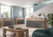 Sideboard >Mason< in nox oak/basalt grau - 180x87x40cm (BxHxT)