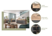 Sideboard >Mason< in nox oak/basalt grau - 180x87x40cm (BxHxT)