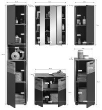 Badezimmer-Set >Mason< (5-teilig) in nox oak/basalt...