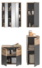 Badezimmer-Set >Mason< (4-teilig) in nox oak/basalt grau - 112x190x34cm (BxHxT)