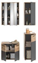 Badezimmer-Set >Mason< (4-teilig) in nox oak/basalt grau - 112x190x34cm (BxHxT)