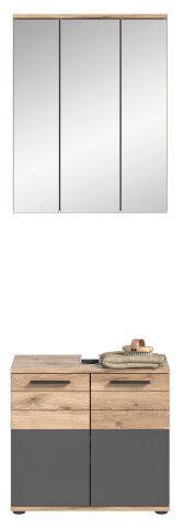 Badmöbel-Set >Mason< in nox oak/basalt grau - 60x190x34cm (BxHxT)