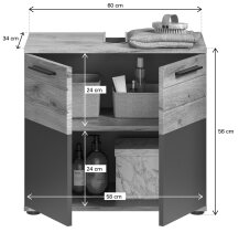 Badmöbel-Set >Mason< in nox oak/basalt grau - 60x190x34cm (BxHxT)