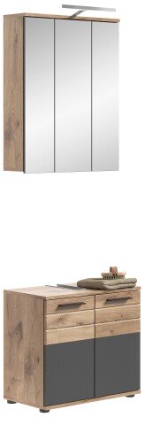 Badmöbel-Set >Mason< in nox oak/basalt grau - 60x190x34cm (BxHxT)