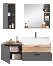 Badezimmer-Set >Mason< (3-teilig) in nox oak/basalt grau - 140x152x48cm (BxHxT)