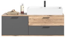 Badezimmer-Set >Mason< (3-teilig) in nox oak/basalt grau - 140x152x48cm (BxHxT)