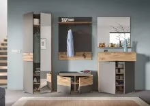 Garderoben-Set >Mason< in nox oak/basalt grau - 280x200x37cm (BxHxT)