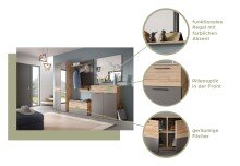 Garderoben-Set >Mason< in nox oak/basalt grau - 175x200x37cm (BxHxT)