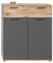Garderoben-Set >Mason< in nox oak/basalt grau - 195x200x37cm (BxHxT)
