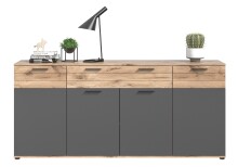 Sideboard >Mason< in nox oak/basalt grau - 200x91x40cm (BxHxT)