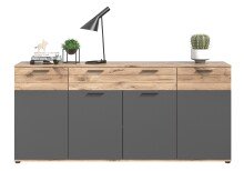 Sideboard >Mason< in nox oak/basalt grau - 200x91x40cm (BxHxT)