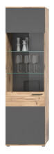 Vitrine >Mason< in nox oak/basalt grau - 57x200x37cm (BxHxT)