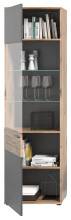 Vitrine >Mason< in nox oak/basalt grau - 57x200x37cm (BxHxT)