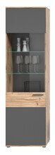 Vitrine >Mason< in nox oak/basalt grau - 57x200x37cm (BxHxT)