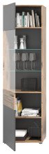 Vitrine >Mason< in nox oak/basalt grau - 57x200x37cm (BxHxT)