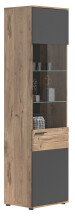 Vitrine >Mason< in nox oak/basalt grau - 57x200x37cm (BxHxT)