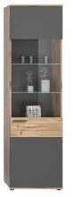 Vitrine >Mason< in nox oak/basalt grau - 57x200x37cm (BxHxT)