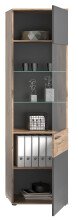 Vitrine >Mason< in nox oak/basalt grau - 57x200x37cm (BxHxT)