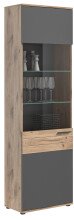 Vitrine >Mason< in nox oak/basalt grau - 57x200x37cm (BxHxT)