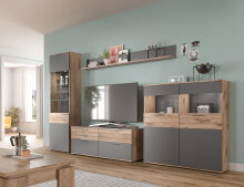 Vitrine >Mason< in nox oak/basalt grau - 110x122x37cm (BxHxT)