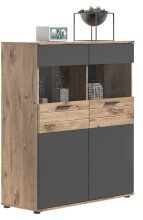 Vitrine >Mason< in nox oak/basalt grau -...