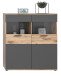 Vitrine >Mason< in nox oak/basalt grau - 110x122x37cm (BxHxT)