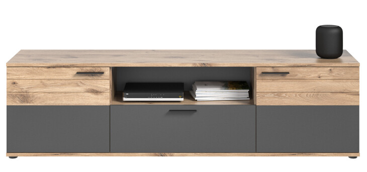 TV-Board >Mason< in nox oak/basalt grau - 194x53x47cm (BxHxT)