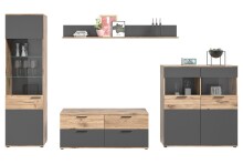 Wohnwand >Mason< in nox oak/basalt grau - 327x200x47cm (BxHxT)