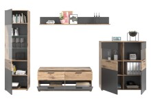 Wohnwand >Mason< in nox oak/basalt grau - 327x200x47cm (BxHxT)