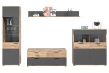 Wohnwand >Mason< in nox oak/basalt grau -...