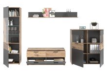 Wohnwand >Mason< in nox oak/basalt grau - 327x200x47cm (BxHxT)