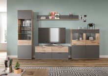Wohnwand >Mason< in nox oak/basalt grau - 327x200x47cm (BxHxT)