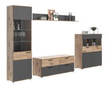 Wohnwand >Mason< in nox oak/basalt grau -...