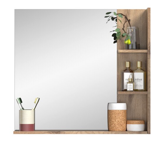 Wandspiegel >Mason< in nox oak/spiegelglas - 79x73x14cm (BxHxT)