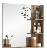 Wandspiegel >Mason< in nox oak/spiegelglas - 79x73x14cm (BxHxT)