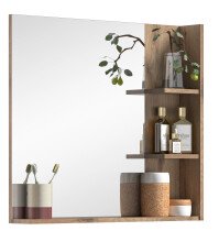 Wandspiegel >Mason< in nox oak/spiegelglas - 79x73x14cm (BxHxT)
