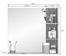 Wandspiegel >Mason< in nox oak/spiegelglas - 79x73x14cm (BxHxT)