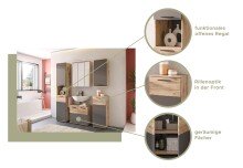 Spiegelschrank >Mason< in nox oak/spiegelglas - 60x77x18cm (BxHxT)