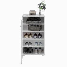 Schuhschrank >Linus< in weiß/weiß hochglanz - 55x96x37cm (BxHxT)