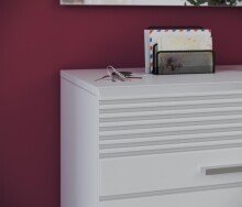 Schuhschrank >Linus< in weiß/weiß hochglanz - 55x96x37cm (BxHxT)