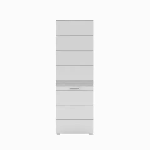 Garderobenschrank >Linus< in weiß/weiß hochglanz - 55x190x37cm (BxHxT)